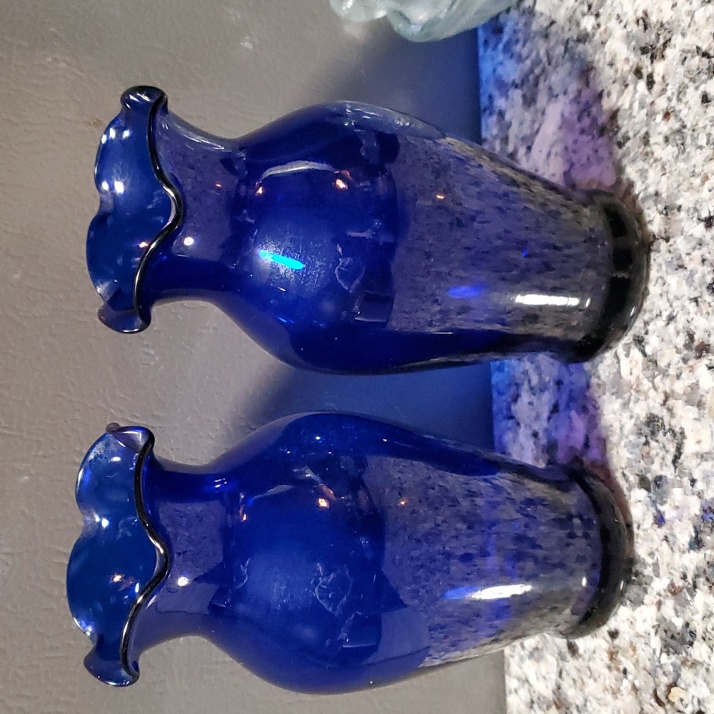Cobalt Blue Ruffle Edge  Vase